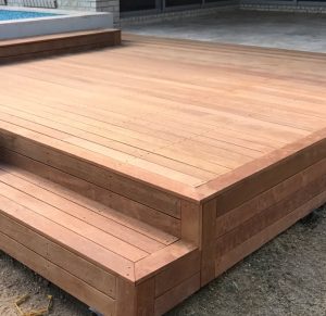 Poolside timber decking construction Mackenzie QLD