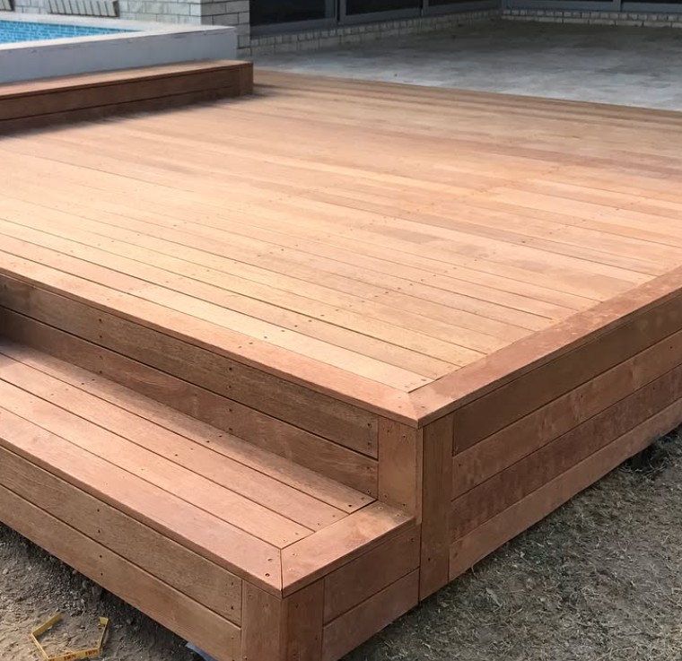 Poolside timber decking construction Mackenzie QLD