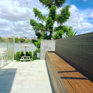Outdoor bench seat storage construction Bulimba