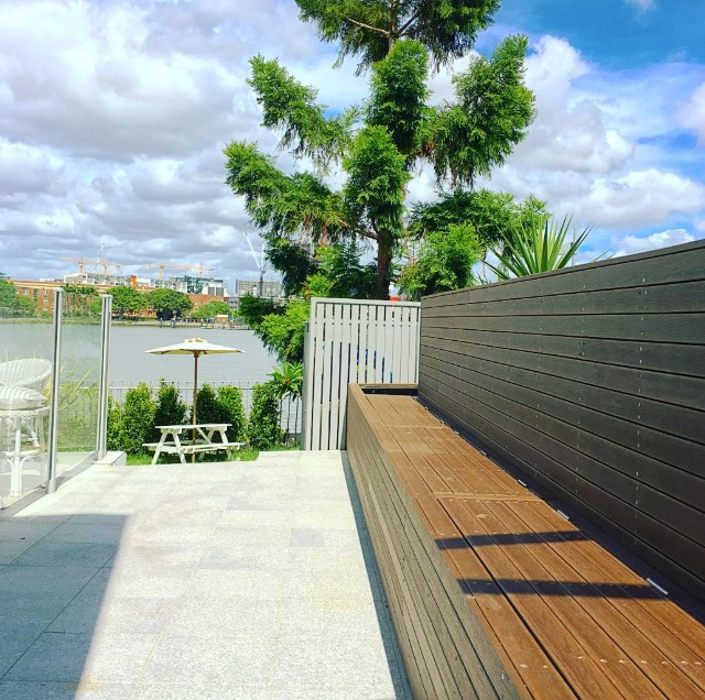 Outdoor bench seat storage construction Bulimba