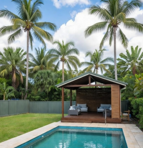 Swimming pool area landscaping Carina QLD