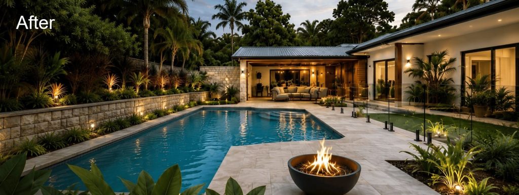 After swimming pool renovation and landscaping Brisbane