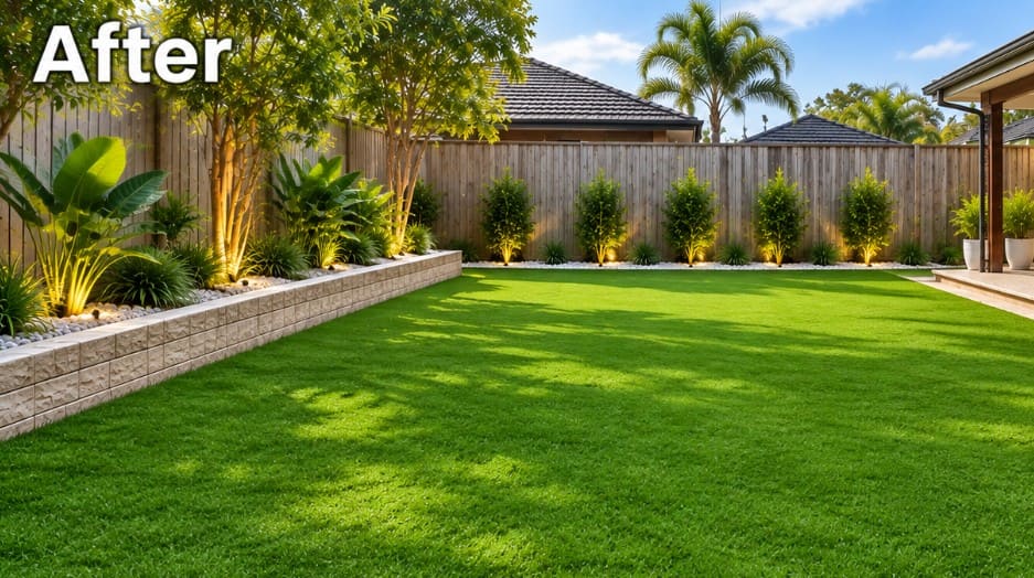 After natural grass installation Brisbane